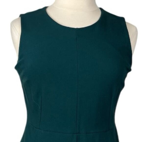 Lands’ End Dress Ponte Knit Sheath Pockets Hunter Green Floral Women’s Size 14 - Picture 5 of 11